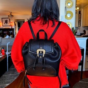 Versace Small leather black backpack  Like New